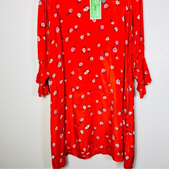 Kaffe Curve Plus Size KColly Red Floral midi Dress women size - Picture 9 of 15